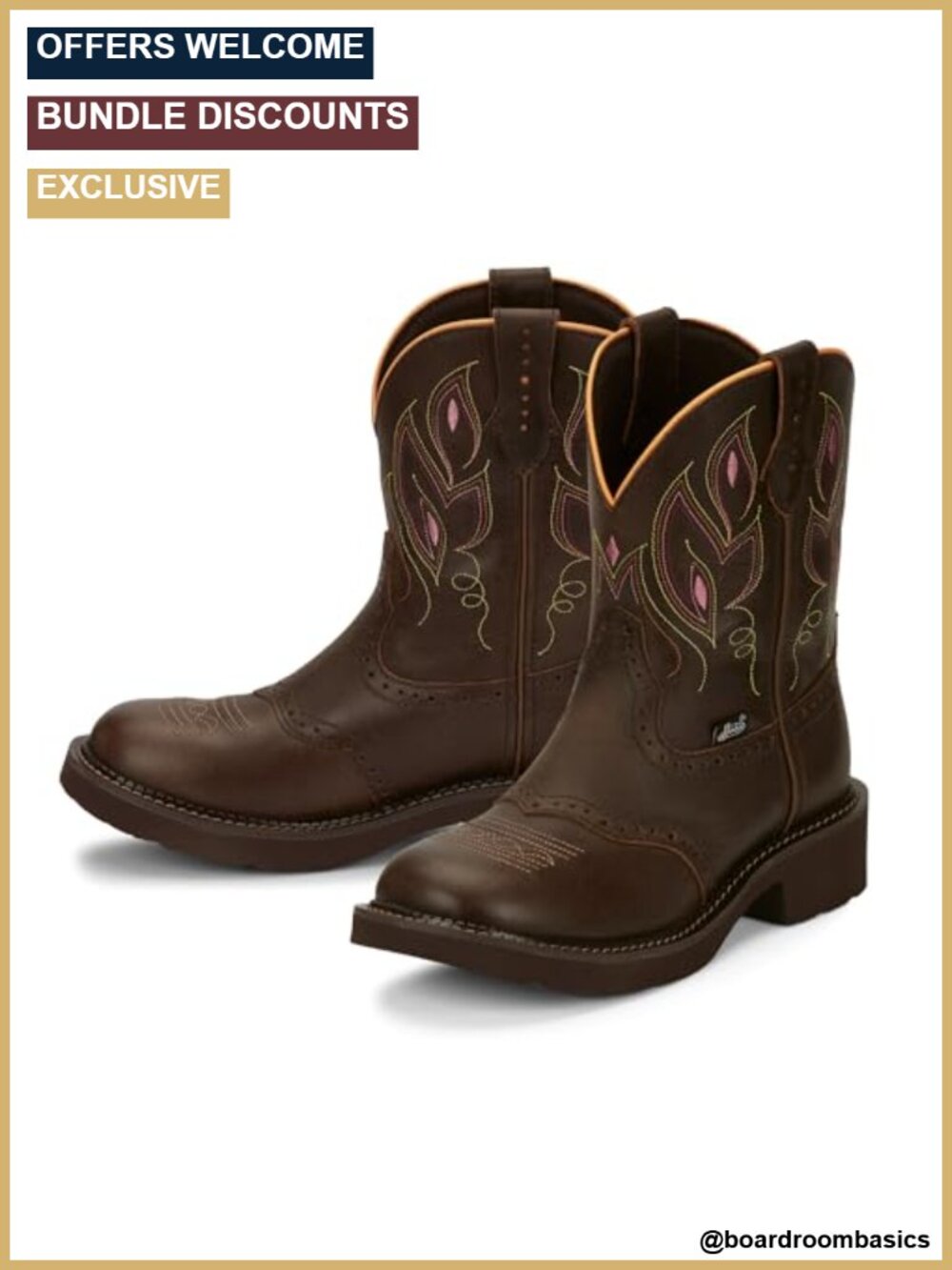 Leather Western Cowboy Boots Comfortable Slip-On Classic Design